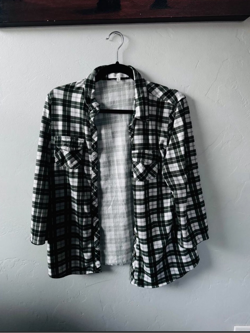 Eden & Olivia Green and White Plaid Button-Down Shirt Jacket